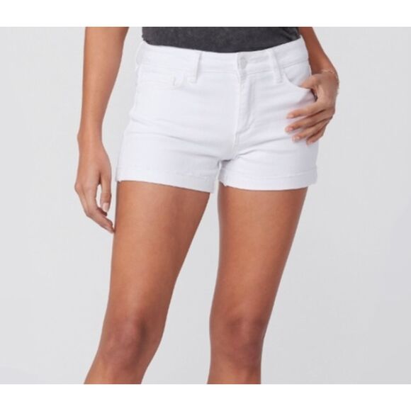 Paige Pants - ~ PAIGE 27 Jean Shorts Jimmy Jimmy Rolled Hem Zip Low/Mid-Rise Dylan Denim White